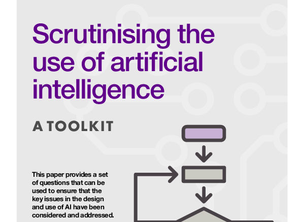 Image of front cover of Scrutinising the use of artificial intelligence - a toolkit